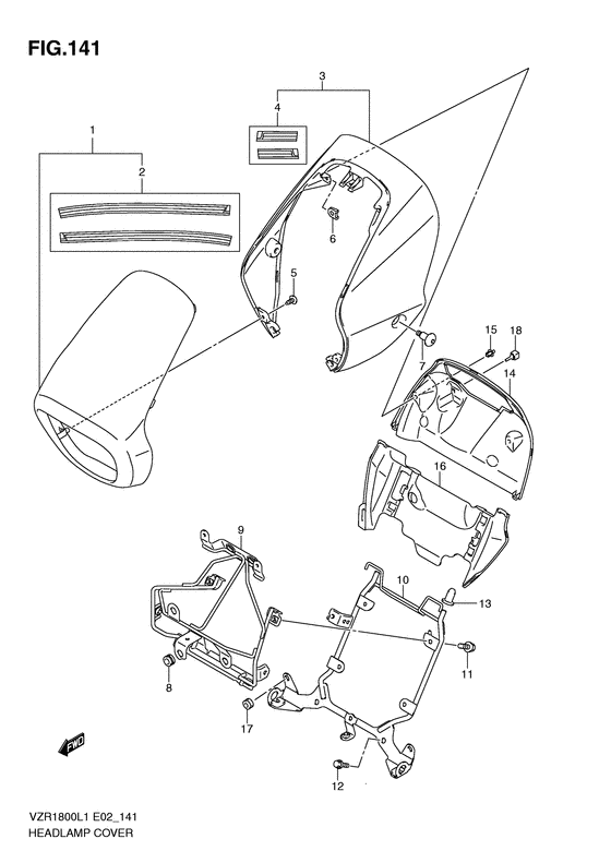 VZR1800 Headlamp cover  front fender