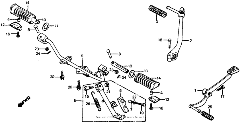 Step + kick starter arm + change pedal