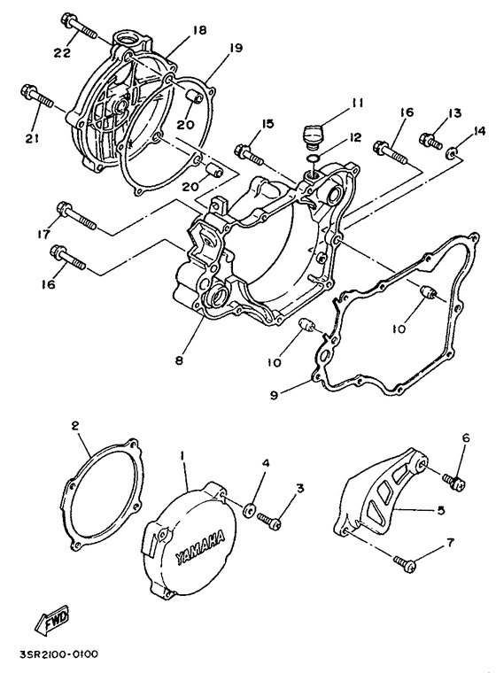 YZ125LC Крышка картера двигателя