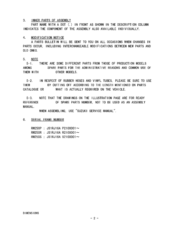 RM250 Catalog preface