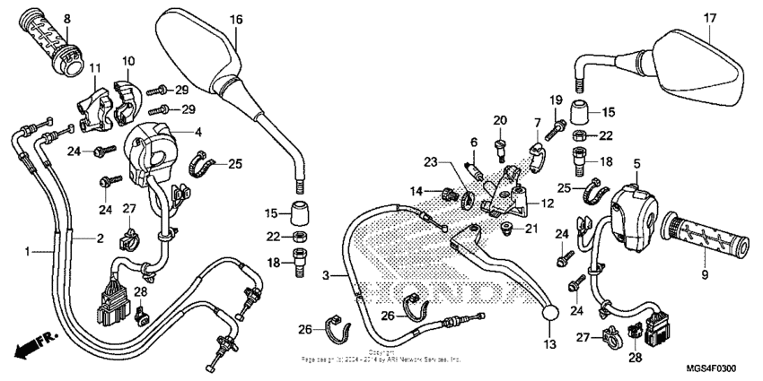 Handle lever + switch + cable (nc700x/xa)