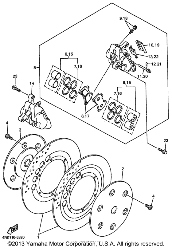 XVZ13LTKC Передний суппорт