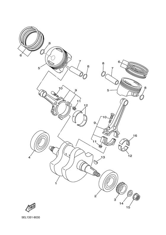 BT1100 Коленчатый вал и поршни