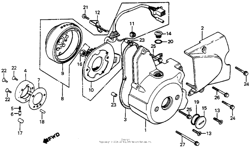 Left crankcase cover + alternator