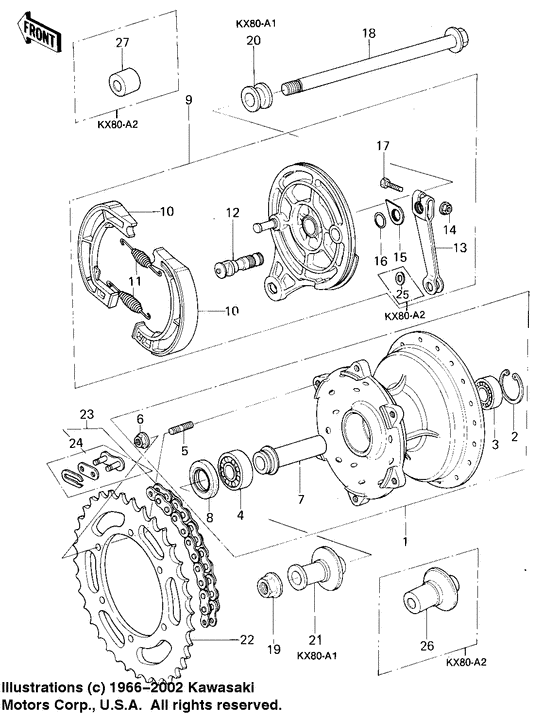 Rear hub/brake/chain
