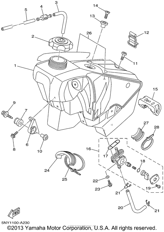 YZ125P Топливный бак