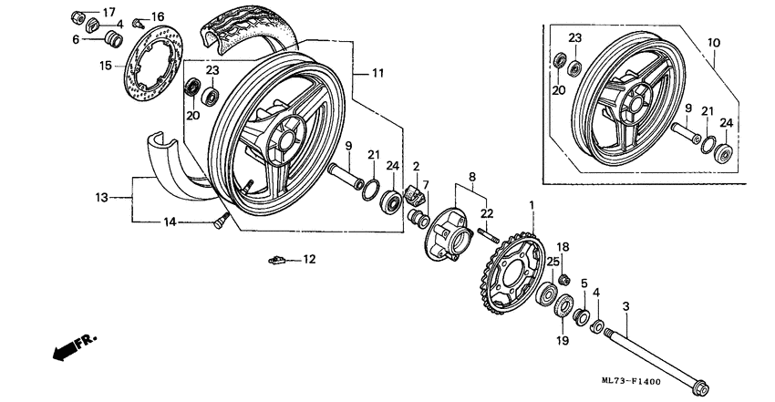 Rear wheel complete assy