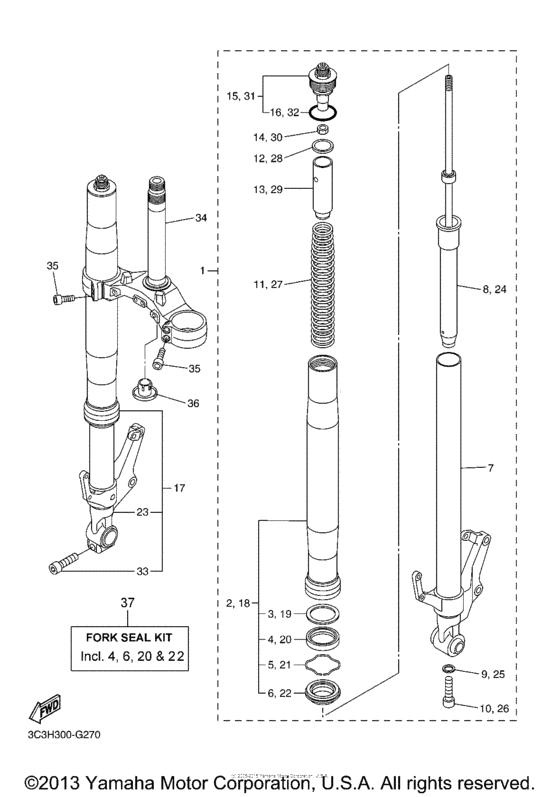 FZS10YCL Передняя вилка