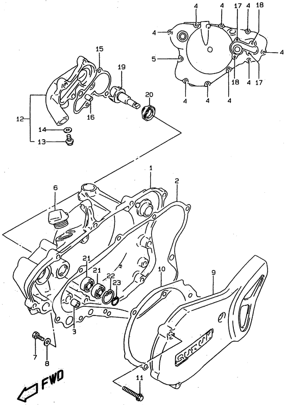 Crankcase cover - water pump