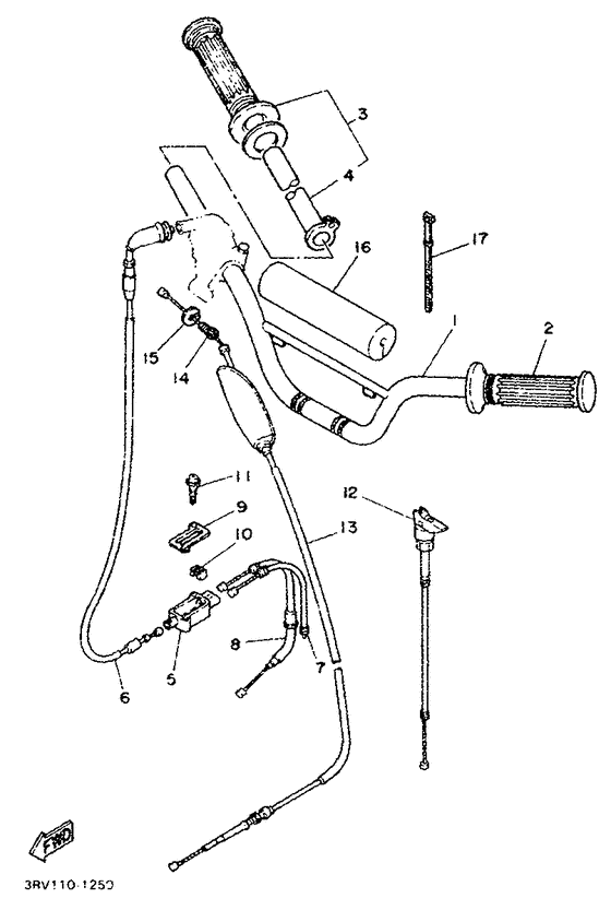 PW80 Steering handle. cable