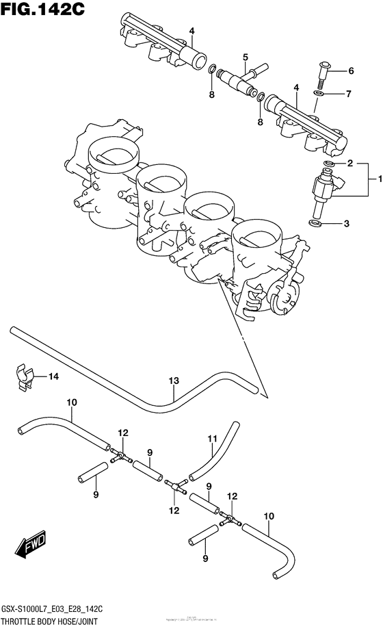 GSX-S1000 Throttle Body Hose / joint (Gsx-S1000Al7 E28)