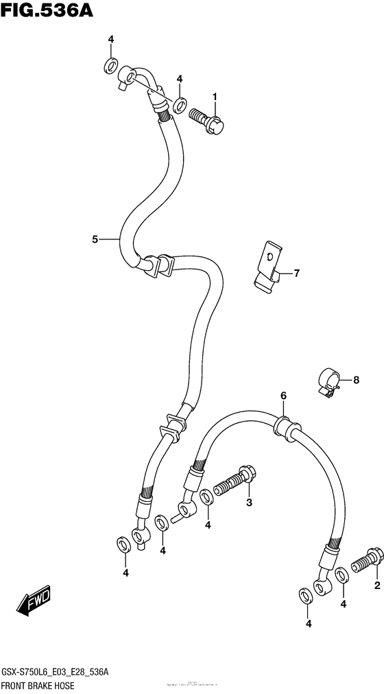 GSX-S750 (ABS) Front Brake Hose (Gsx-S750L6 E03)