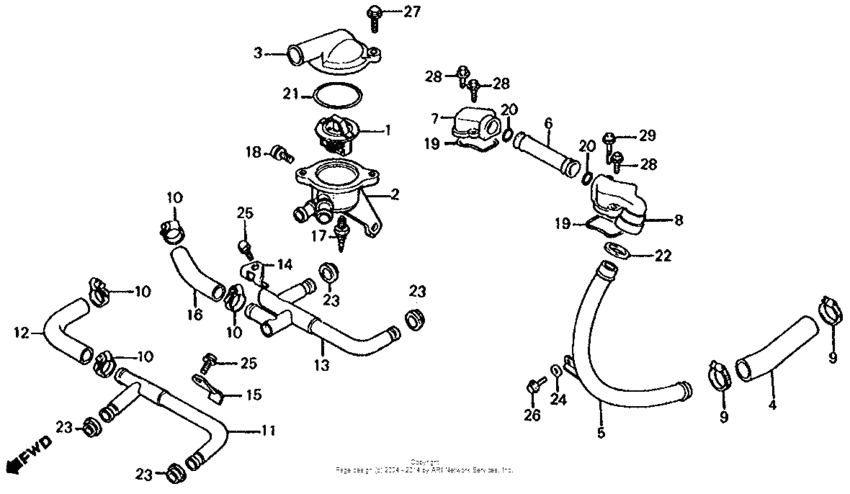 Water pipe + thermostat