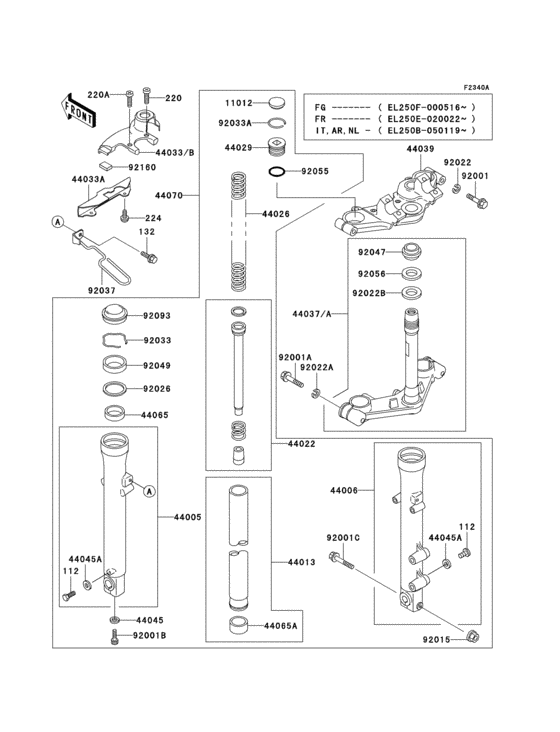 Front fork(1/2)(el250-f2/f3/f4)