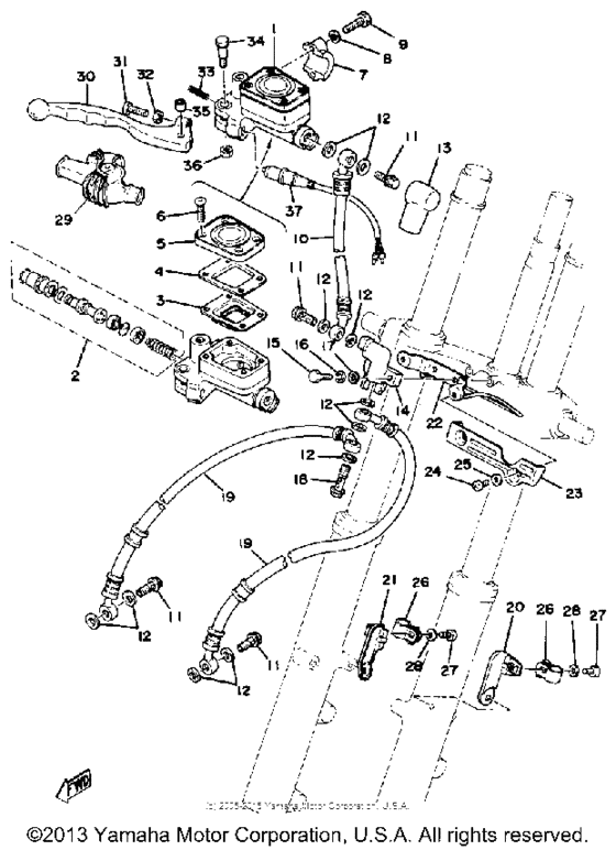 Front master cylinder-brake hose