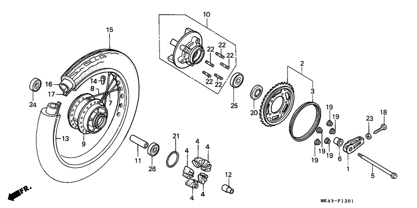 Rear wheel complete assy