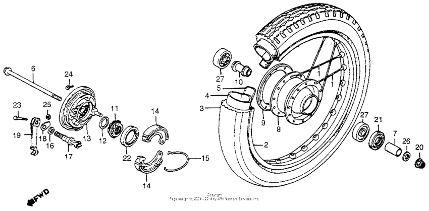 Front wheel + front brake panel