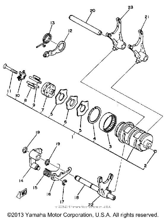 Shift cam-fork