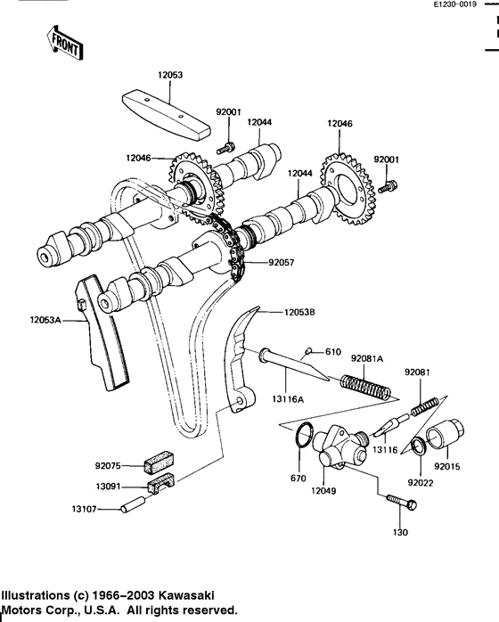 Camshafts/chain/tensioner