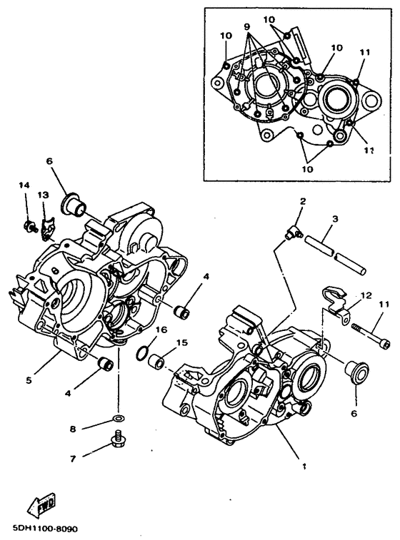 YZ125L Картер двигателя