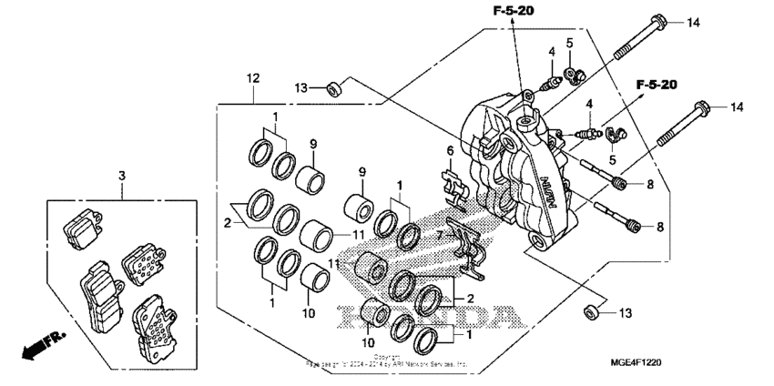 VFR1200F Передний тормозной суппорт левый