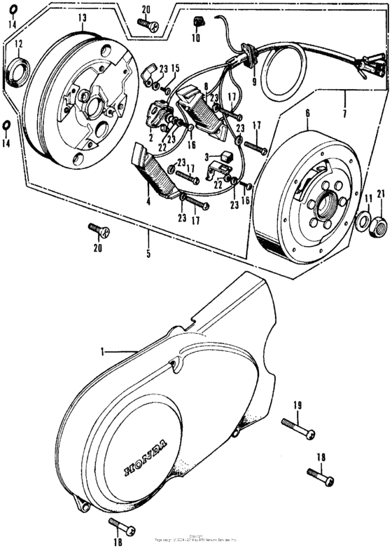 Left crankcase cover + alternator