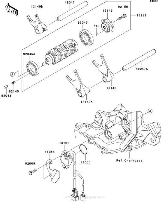 ZX600 Валы и вилки переключения передач