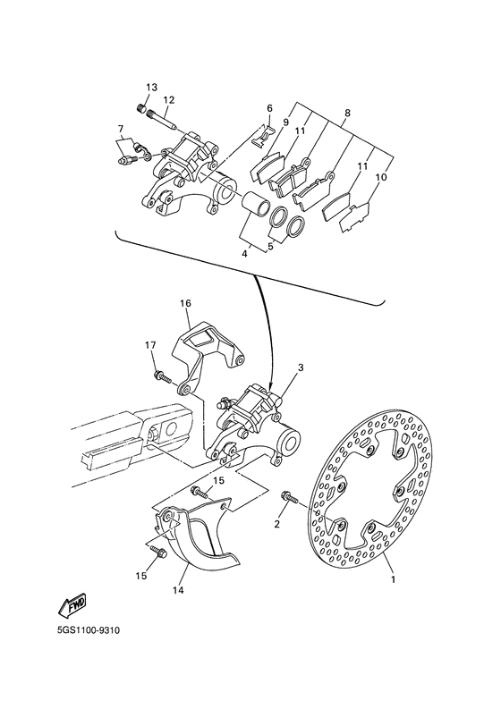 WR400F Задний суппорт