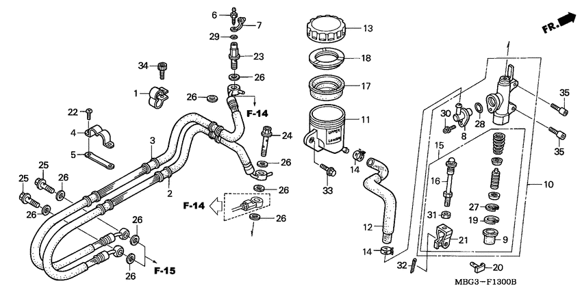 Rr. brake master cylinder