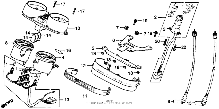 Speedometer + tachometer + key set