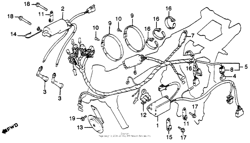 Wire harness + ignition coil + c.d.i. unit