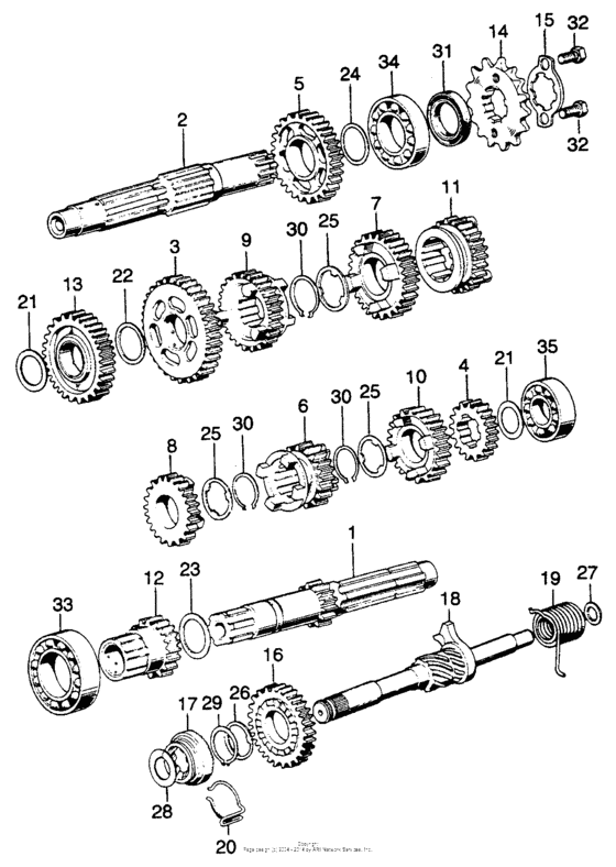 Transmission + kick starter spindle