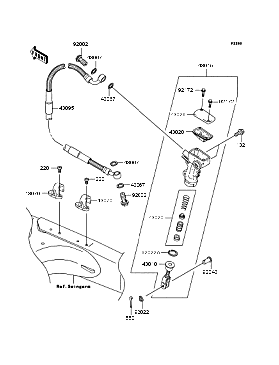 KX125 Задний торм цилиндр