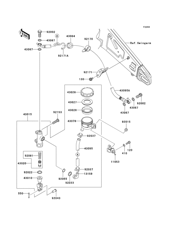 ZX1000 Задний торм цилиндр