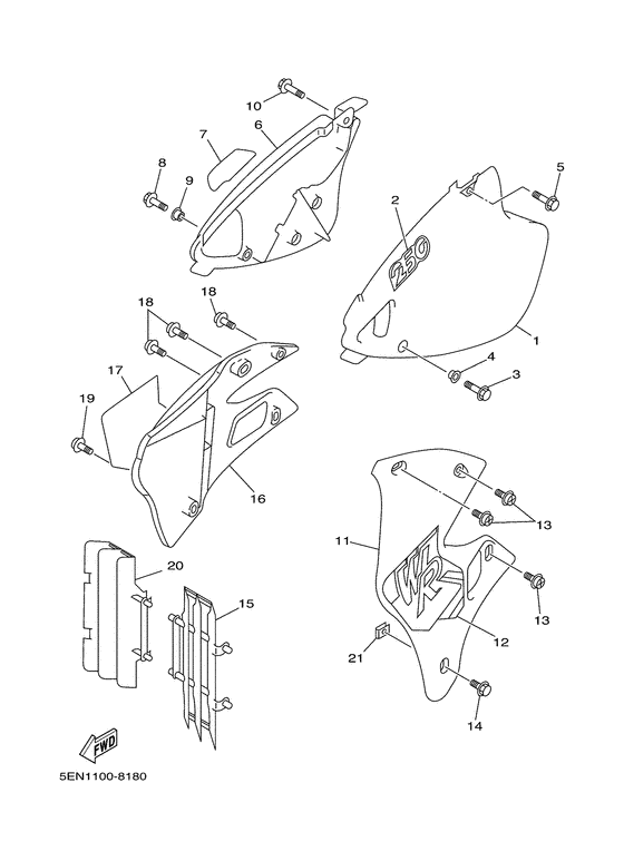 WR250Z Боковые обтекатели