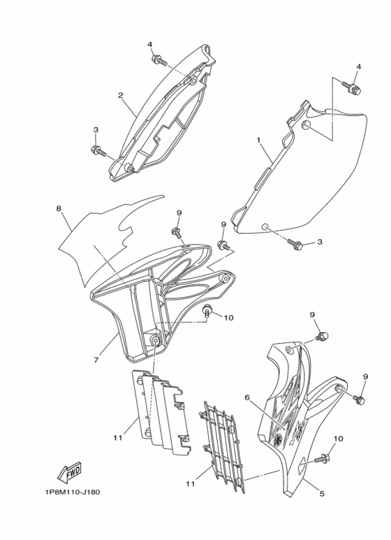 YZ250 Боковые обтекатели