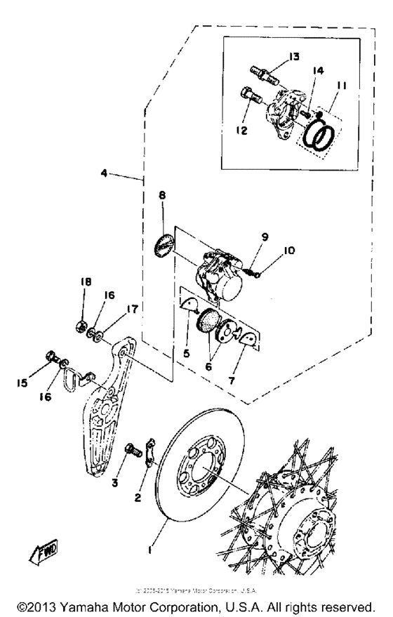 Rear disc brake - caliper
