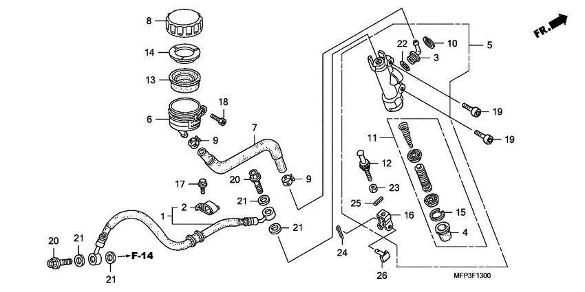 Rr. brake master cylinder