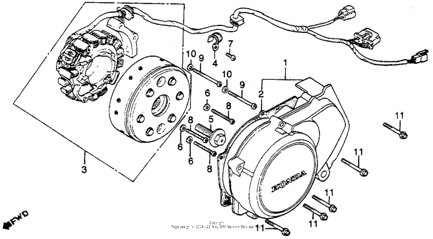 Cm450e/cleft crankcase cover + alternator