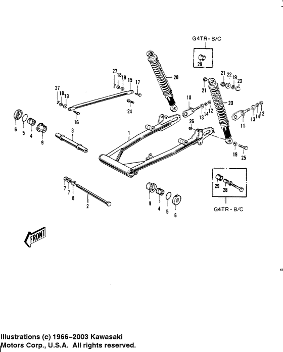 Swing arm/shock absorbers