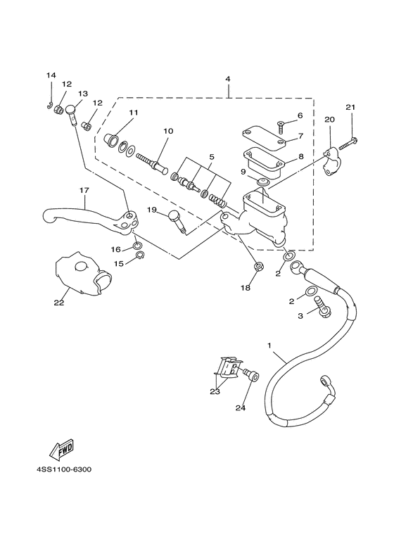 YZ125J Главный тормозной цилиндр