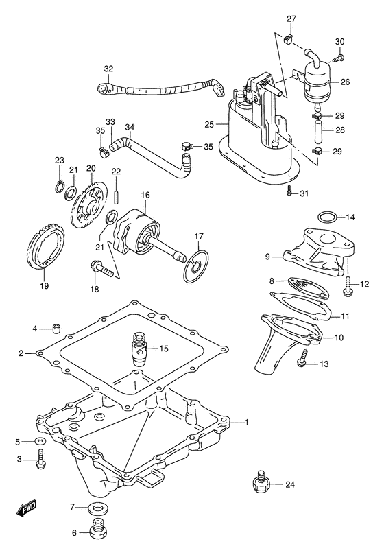Oil pan - oil pump - fuel pump