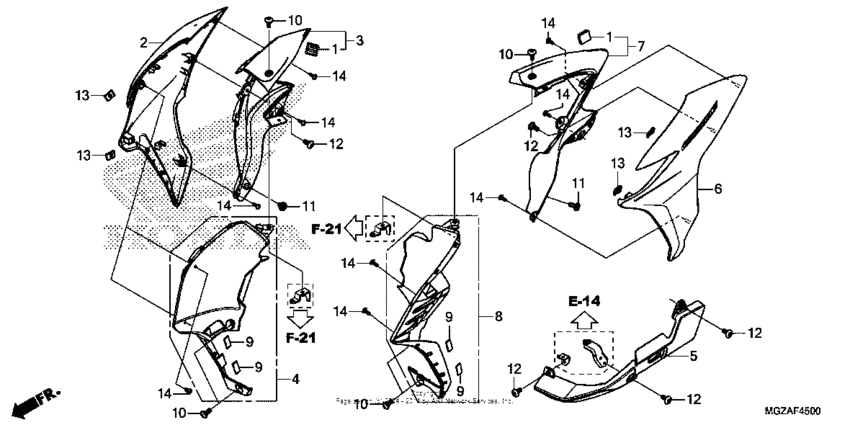 CB500F (ABS) Обтекатель средняя часть