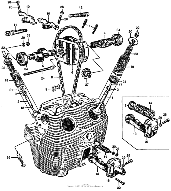 Camshaft + valve + cam chain