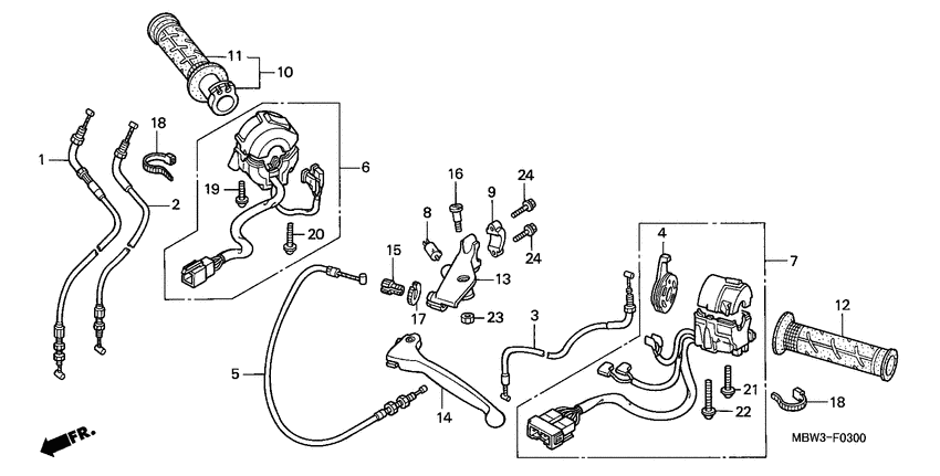 Handle lever/switch/cable