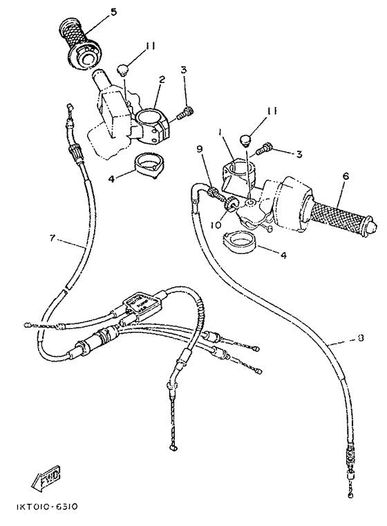TZR250 Steering handle. cable