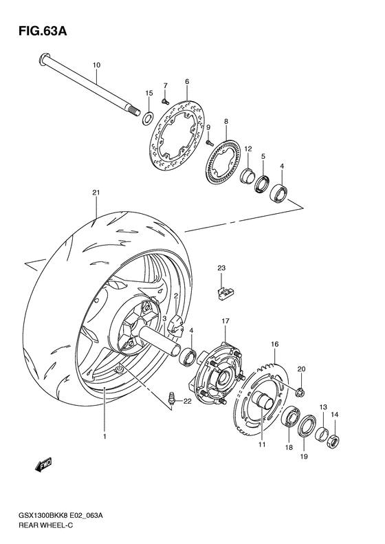Rear wheel complete assy