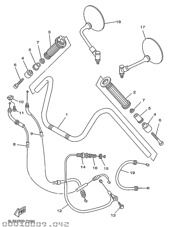 XV250 Steering handle. cable