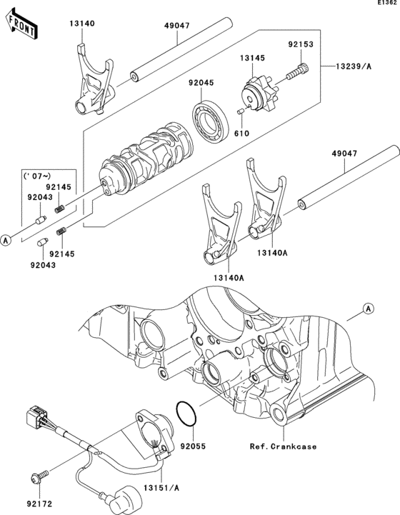 ZX1400 Валы и вилки переключения передач