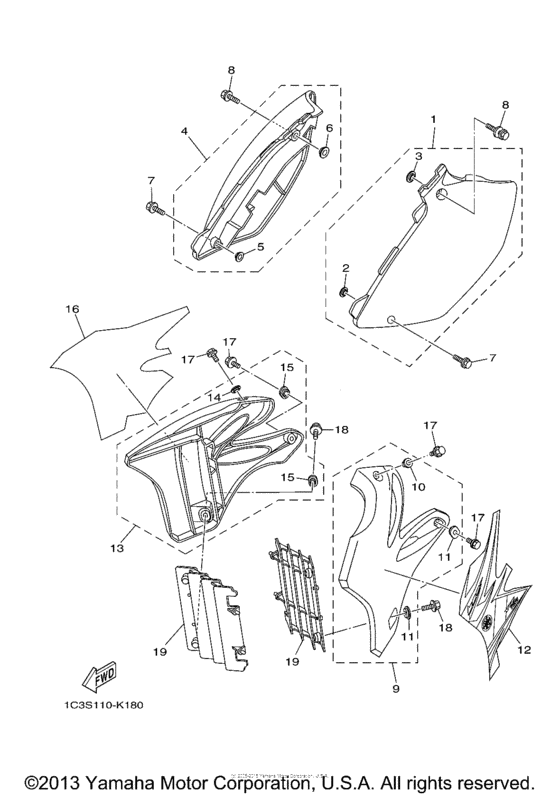 YZ125A1 Боковые обтекатели